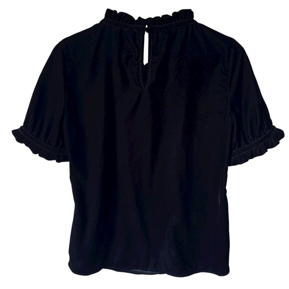 Gap Size XS Velveteen Top Ruffle Neckline Sleeve cuffs Keyhole Back Whimsigoth - Picture 2 of 16